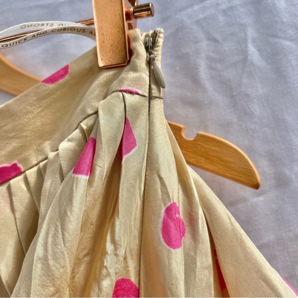 KATE SPADE | SKIRT THE RULES MELODY SKIRT IN BEIGE AND PINK POLKA DOTS SIZE 12 - Picture 6 of 7